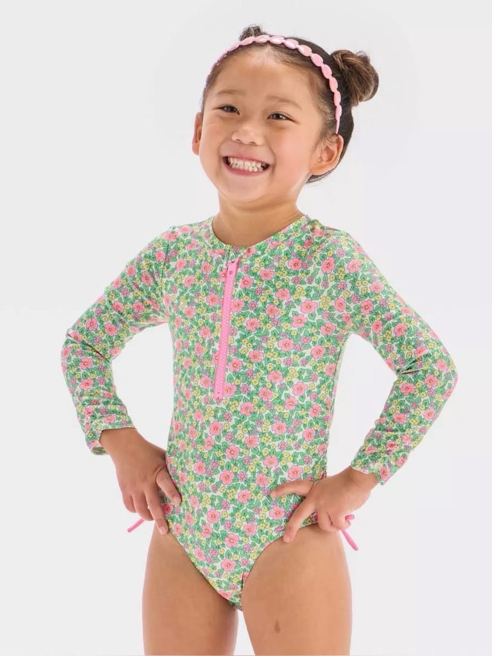 Cat & Jack Floral Rash Guard Swimsuit